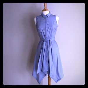 Who What Wear Asymmetrical Pin-Stripe Dress